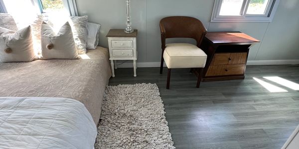 Comfy and spacious tiny home bedroom