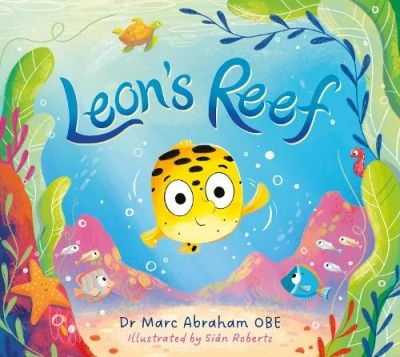Cover of 'Leon's Reef' children's book featuring a cute yellow fish.
