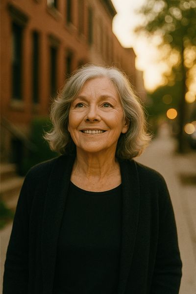 Older woman smiling outdoors, representing hope and healing after grief and loss counseling