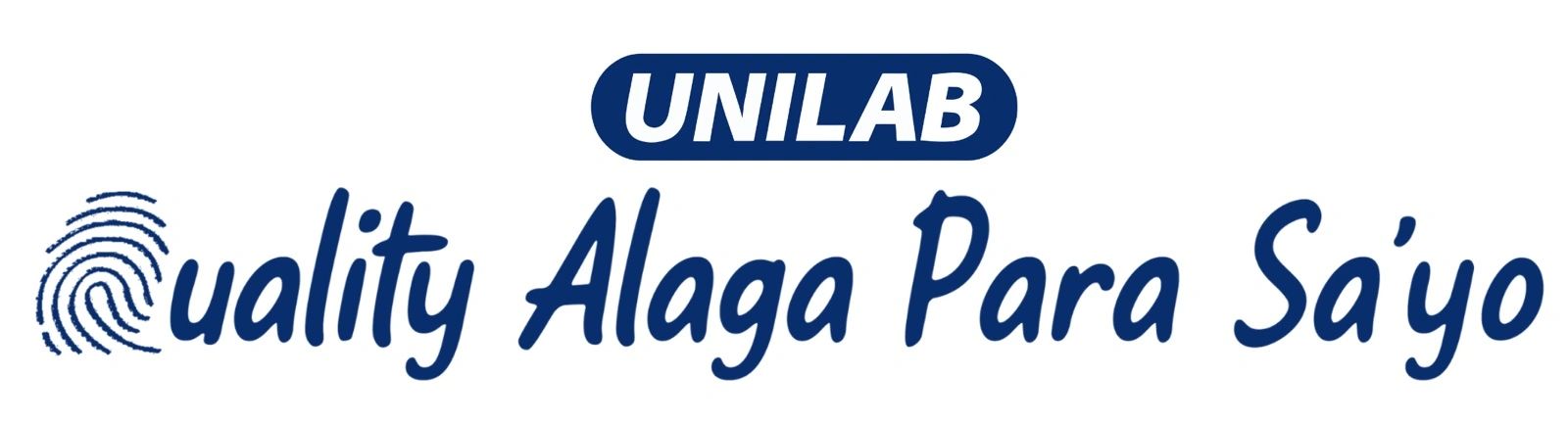 UNILAB Quality Alaga Para Sa'yo logo with fingerprint design.