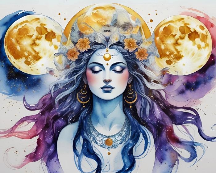 Moon Goddess, a watercolor by Weaver