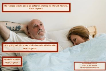 A man contemplates sharing his feelings with his wife after 24 years, revealing vulnerability and fear.