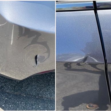 dent with a hole
deep overstretched dent
deep dent