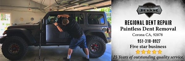 Paintless Dent Removal Corona, CA
Mobile Dent Repair
Dent Repair on a Jeep Rubicon