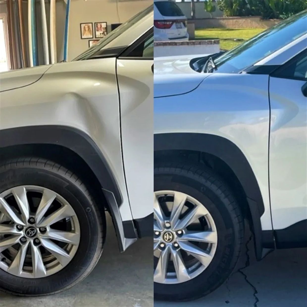 2022 Toyota Corolla Cross driver fender dent repair Corona before and after