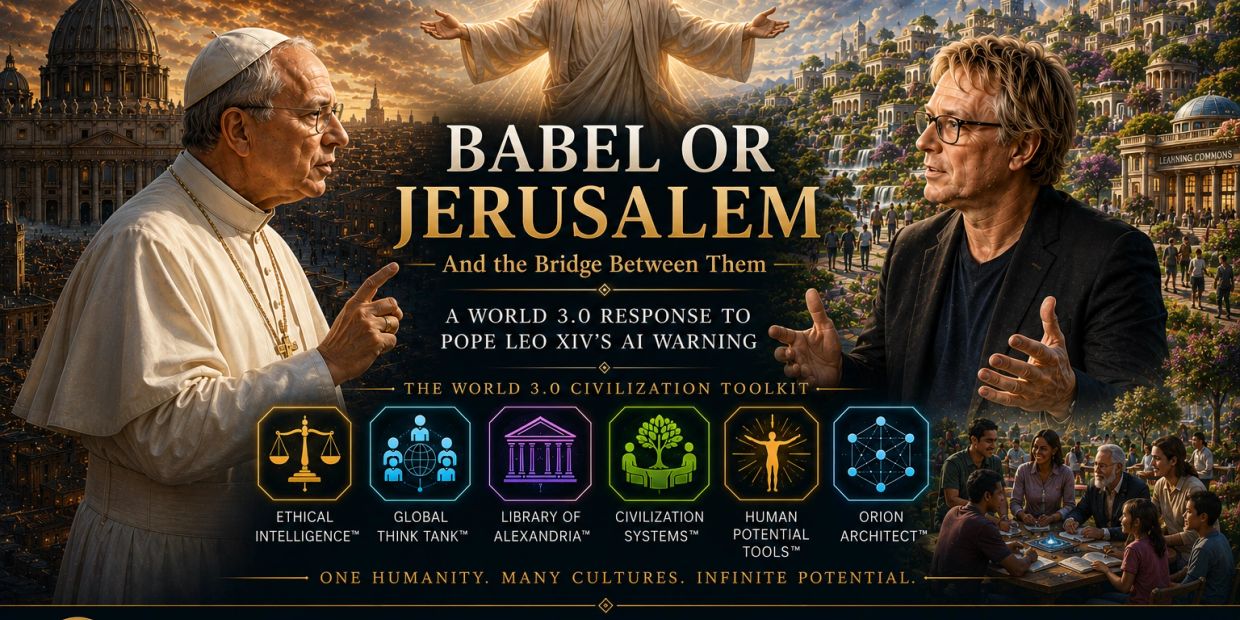 Babel or Jerusalem movie poster featuring philosophical dialogue and civilization themes.
