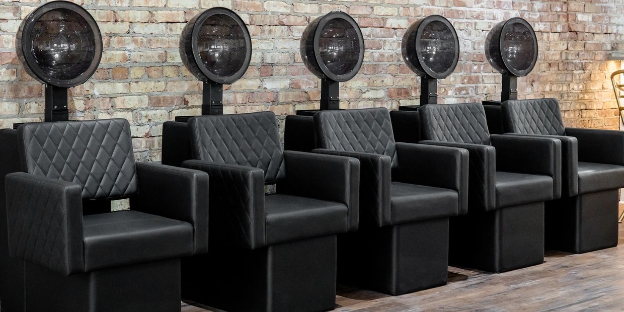 Hairdryers in a dryer room.