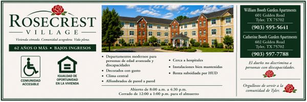 Anuncio de Rosecrest Village para apartamentos accesibles para mayores.