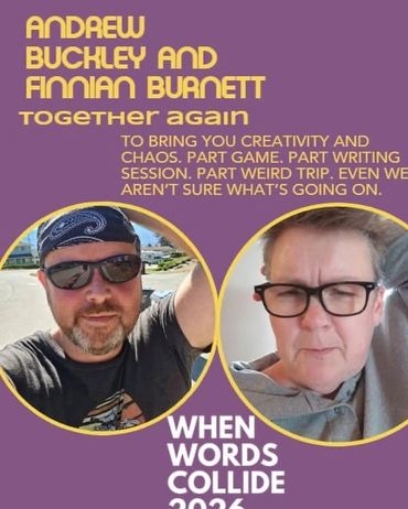 Poster featuring Andrew Buckley and Finnian Burnett promoting a 2026 event.