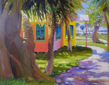 The beautiful little coloured fisher houses in Placida, FL.