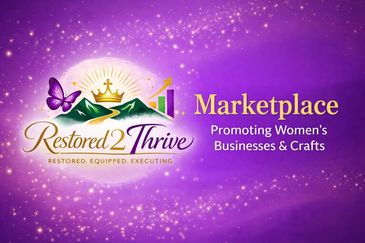 Logo for Restored 2 Thrive Marketplace promoting women's businesses and crafts.