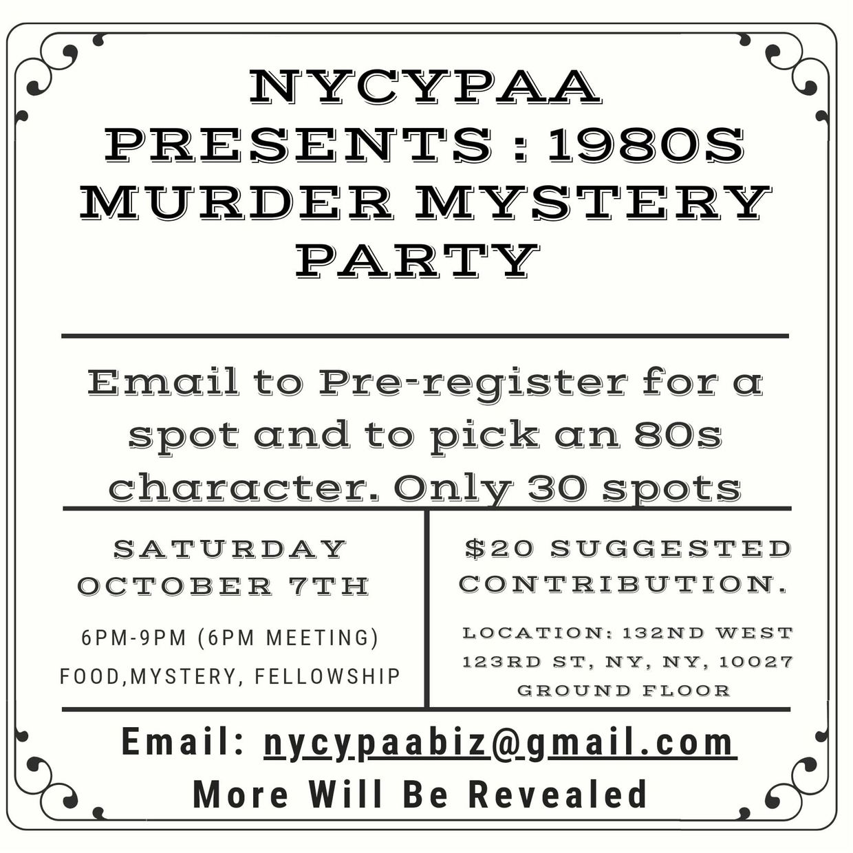 NYCYPAA Murder Mystery Party