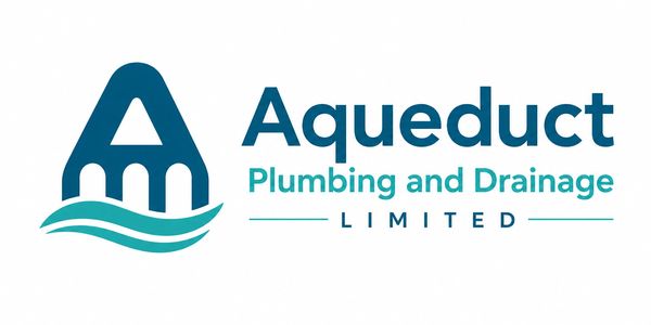 Logo of Aqueduct Plumbing and Drainage Limited with water and pipe imagery.
