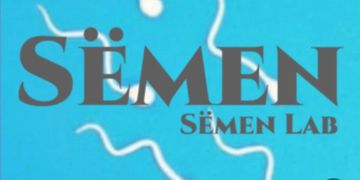 Logo with sperm illustrations and text 'SËMEN SËMEN LAB' on blue background.