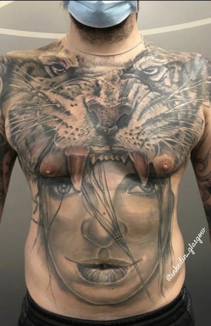 Amazing artist Johnny Opina johnnystattoos awesome front body suit on  Kamren Alexander kamrenalexander video vi  Torso tattoos Stomach  tattoos Belly tattoos