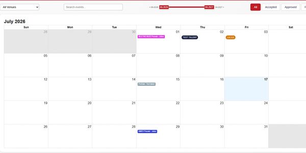July 2026 calendar with sparse event markings.
