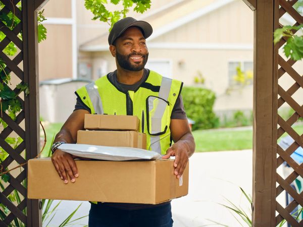 Man delivering packages to a house