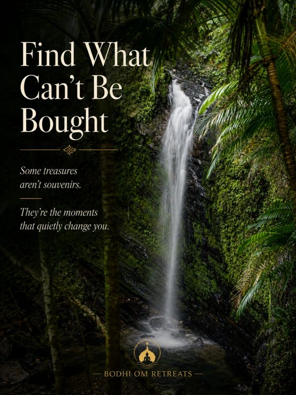 Inspirational quote with waterfall background.