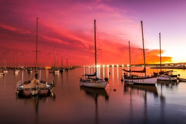 Landscape Photography.Sailing Boats in San Diego Bay