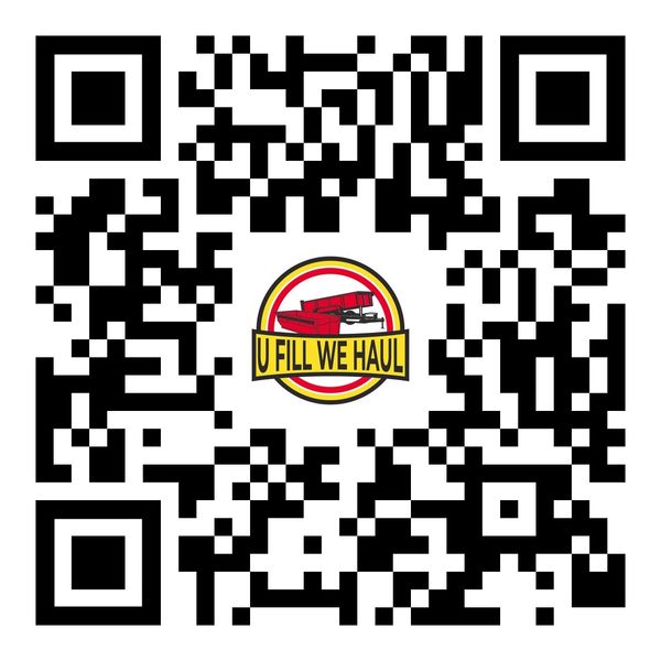 U Fill We Haul QR code for roll-off dumpster rentals and hauling service.