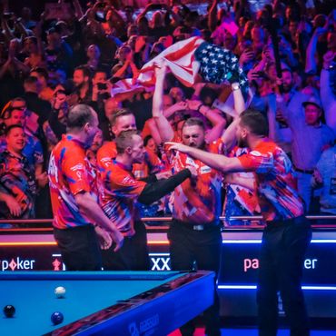 Team USA defeats Team Europe at the Mosconi Cup in Las Vegas, Nevada.  
