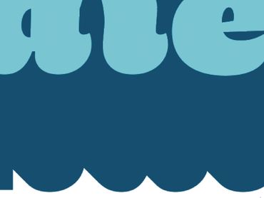 Abstract close-up of layered blue shapes and text.