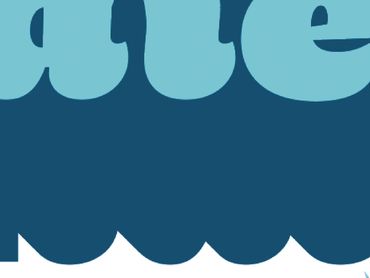 Abstract close-up of layered blue shapes and text.
