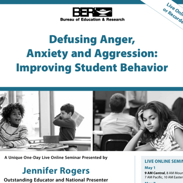Promotional poster for a live online seminar on improving student behavior.