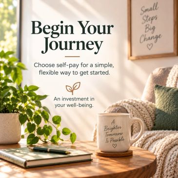 Inspiring self-care and wellness message in a cozy setting.