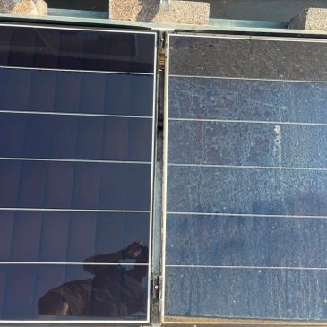 Solar panel cleaning in progress