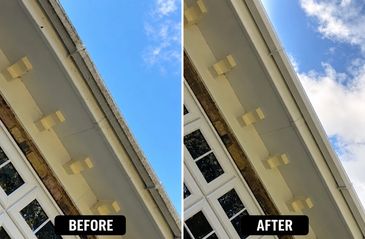 Fascia and soffit before and after clean