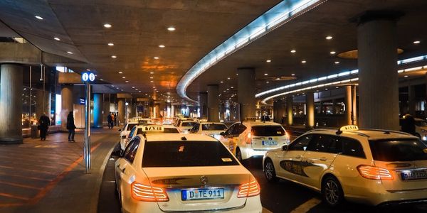 Line of taxi cars