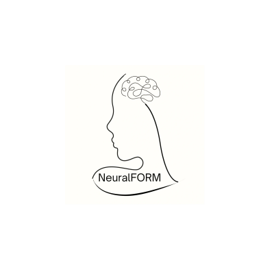 Minimalist logo with brain and face outline