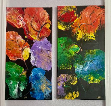 
Autumn Whispers is a custom acrylic fluid paining on a 10"x20" canvas