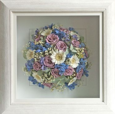 Preserved wedding bouquet. Freeze dried flowers. Created by The Flower Preservation Studio.