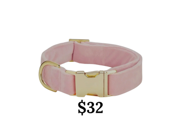 The Foggy Dog Pink velvet dog collar.