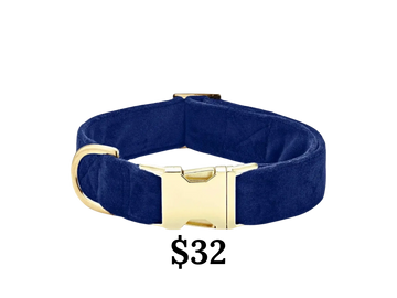 The Foggy Dog Navy-Blue velvet dog collar.
