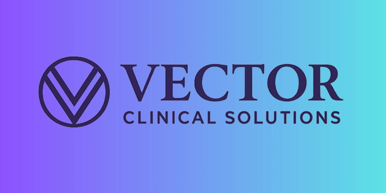 Vector Clinical Solutions logo with a purple and blue gradient background.
