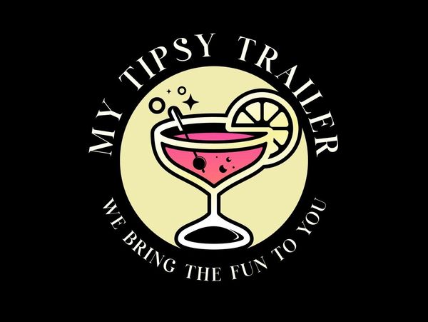 Logo of My Tipsy Trailer with a cocktail glass and lemon slice.