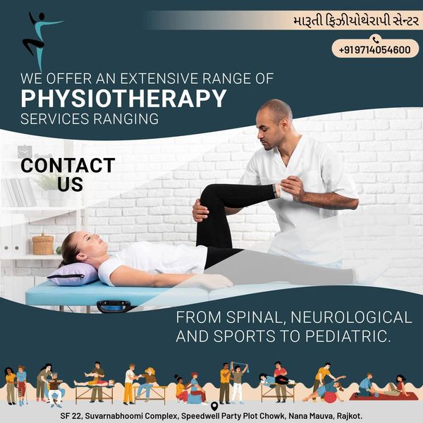 Physiotherapy services offered for spinal, neurological, sports, and pediatric care.