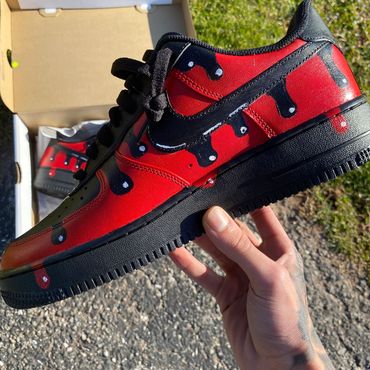 Air Force One, Black and Red Nike Drip, Custom