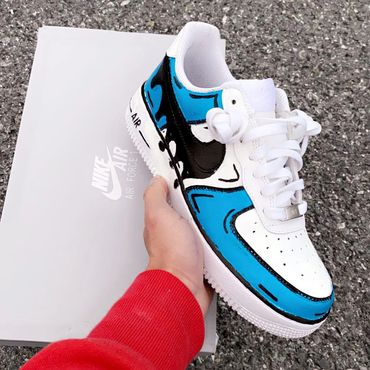 Blue and White Air Force One - Custom - With Black Drip