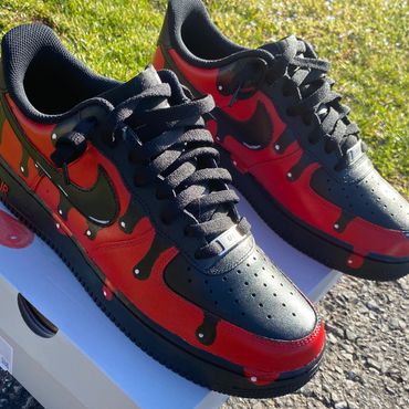 Black and Red Drip Nike Air Force One Custom 