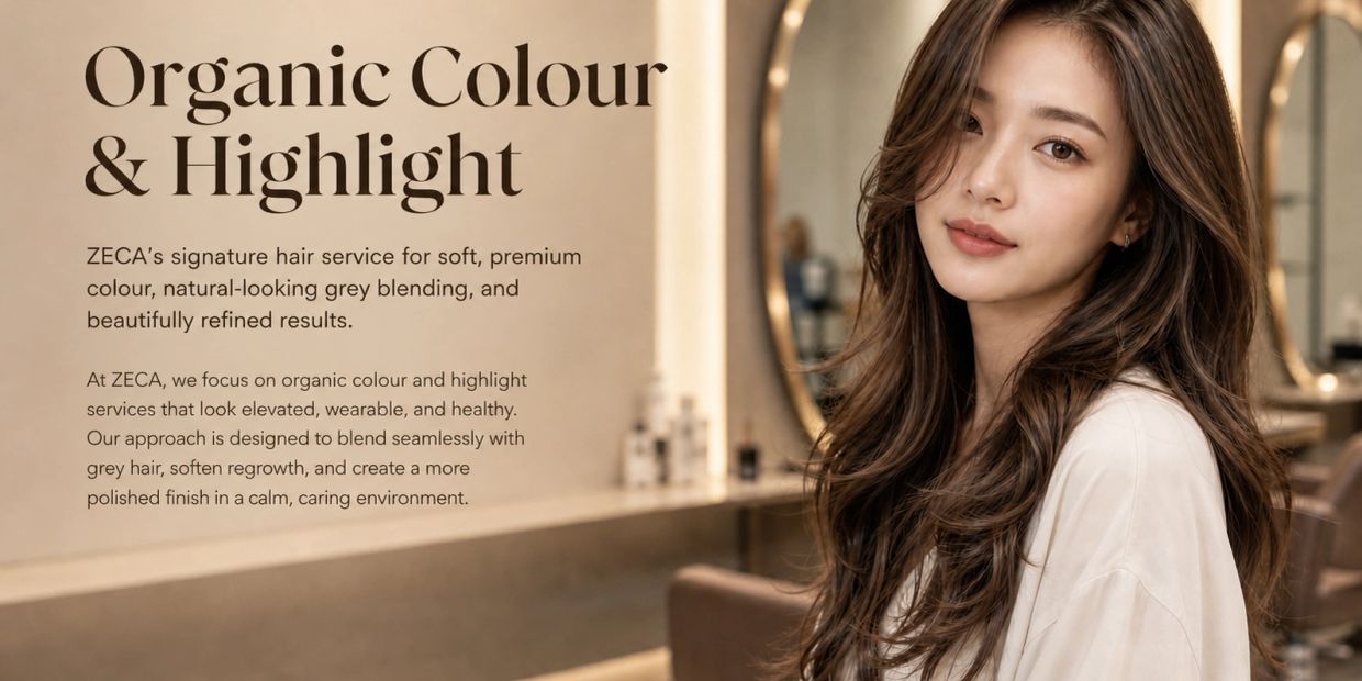 Woman with organic hair color and highlights in a salon.