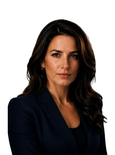 Confident woman with long dark hair in a black blazer.