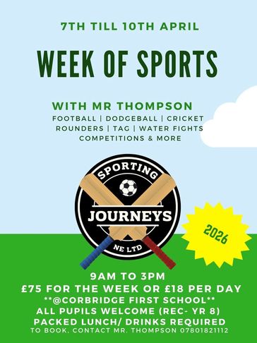A week of sports advert with Sporting Journeys for the Easter School Holidays