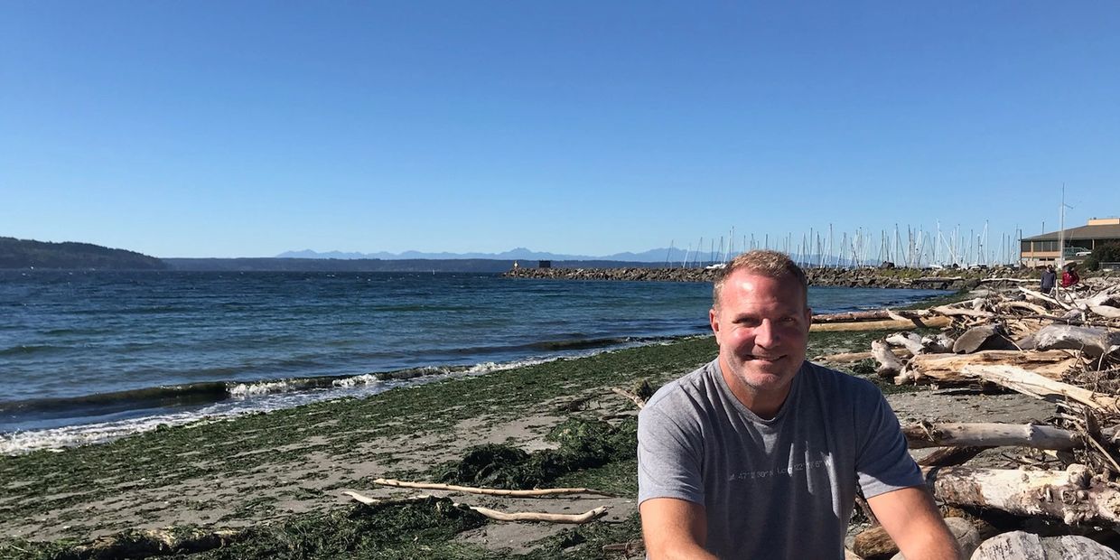 This is me, Dave Markwell, at the beach in my hometown of Des Moines, WA. I this pic. I see my marin