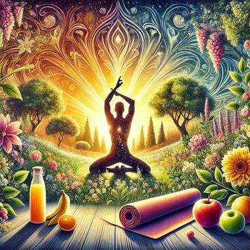 A person living a holistic lifestyle with regular meditation, yoga, good nutrition, and sleep.