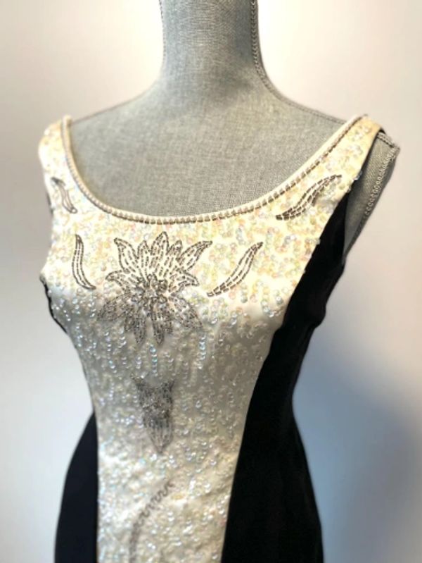1960s Black Sequin Wiggle Dress, Cocktail Party Dress, Vintage Mod Gogo Dress, Wedding Guest Dress, 