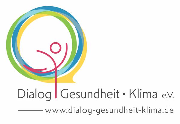 Logo von Dialog Gesundheit Klima e.V. mit bunten Kreisen.